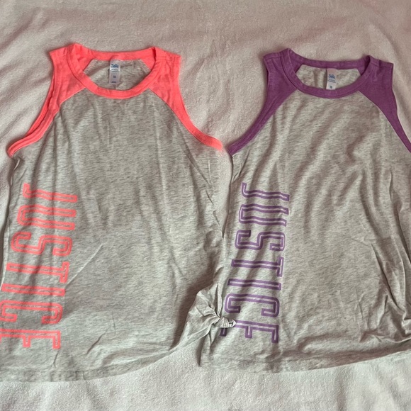 Justice Girls Tie Tank Top Size 10 Two Pack Pink & Purple - Picture 1 of 4